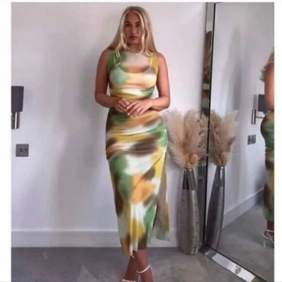 Zara Printed tulle dress green multi - Picture 12 of 15